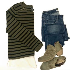 United States Sweaters Striped, layered hem Sz PL